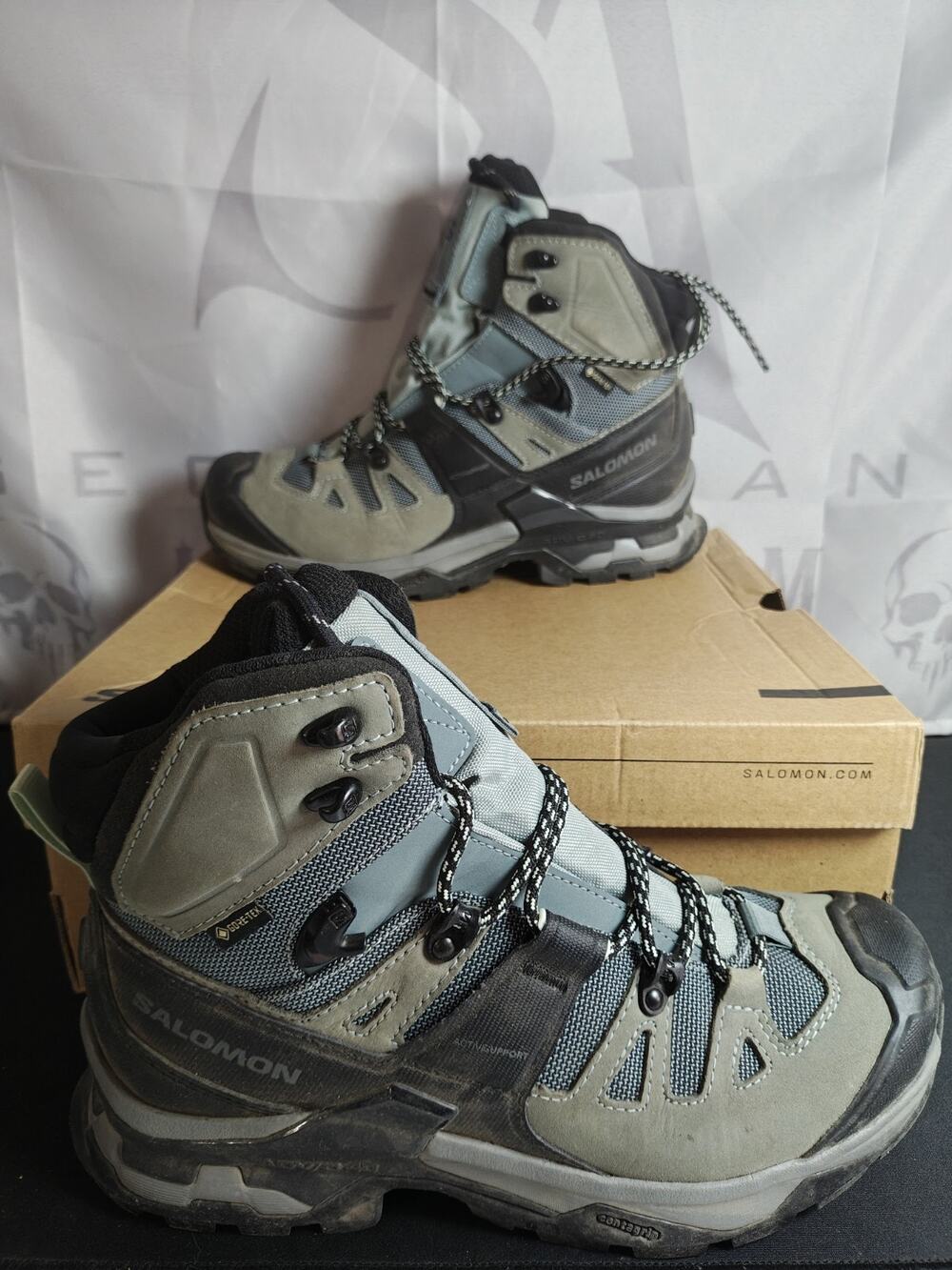 Salomon $230 Women's 7.5 Quest 4 Gore - Tex Hiking Boots Slate Opal Blue